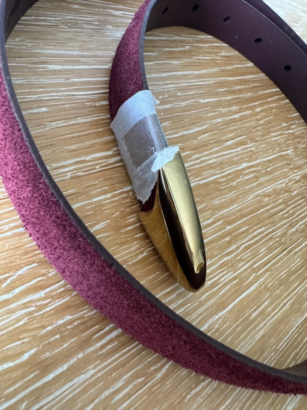 NWOT! MADEWELL Women’s Triple Metal Keeper Belt Dark Red Suede Gold Size Small - Picture 8 of 16